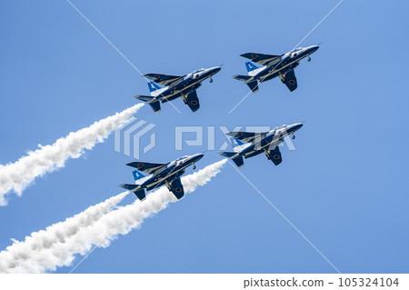 Blue Impulse from Matsushima Air Base flying in... - Stock Photo