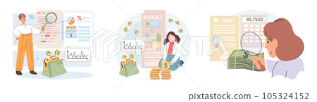People analysis budget. Calculate financial plan of save income and expense management. Budget planning, records management. Plan, review, approve, allocate, woman analyze and optimize budgets People analysis budget. Calculate financial plan of save income and expense management. Budget planning, records management. Plan, review, approve, allocate, woman analyze and optimize budgets 105324152