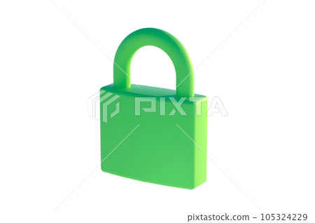 green padlock closed on isolated background 105324229