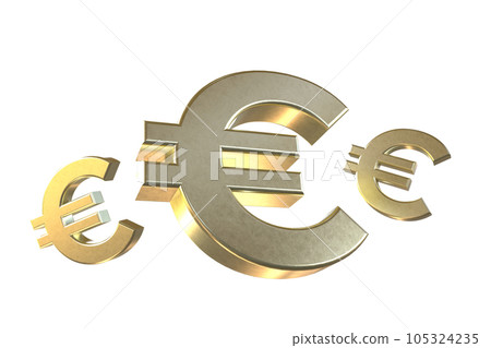 3D illustration. Three golden euro money... - Stock Illustration ...