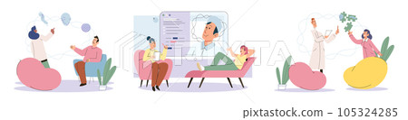 Counselling assistance of a psychologist. Patients problem. Psychologist has an individual meeting with her patient. Psychotherapists, psychologists work with mental health of clients, patients Counselling assistance of a psychologist. Patients problem. Psychologist has an individual meeting with her patient. Psychotherapists, psychologists work with mental health of clients, patients 105324285