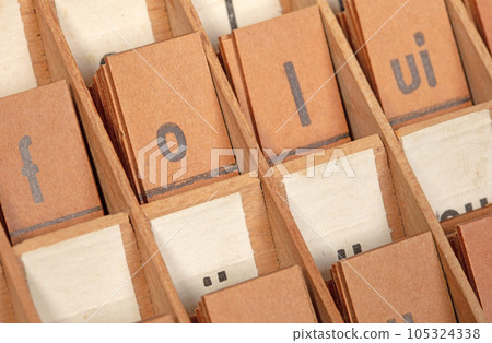 Very old letterbox, several printed letters on small cards 105324338