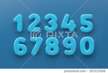 3D Blue number 1,2,3,4,5,6,7,8,9 and null with... - Stock Illustration  [105325898] - PIXTA