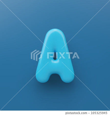 3D Blue uppercase letter A with a glossy surface on a blue background . 3D Blue uppercase letter A with a glossy surface on a blue background . 105325945