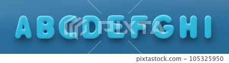3D Blue uppercase letters A, B, C, D, E, F, G, H and I a glossy surface on a pink background . 3D Blue uppercase letters A, B, C, D, E, F, G, H and I a glossy surface on a pink background . 105325950