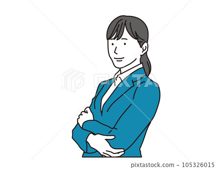 A woman in a suit who smiles and folds her arms 105326015