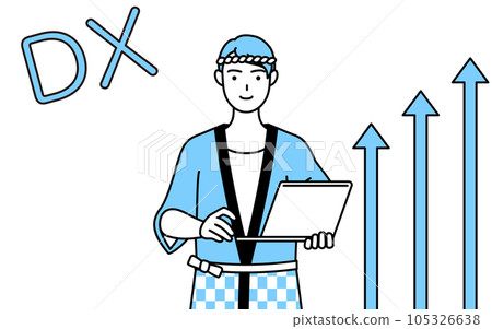 The image of DX, a man wearing a summer festival happi coat that succeeded in improving business The image of DX, a man wearing a summer festival happi coat that succeeded in improving business 105326638
