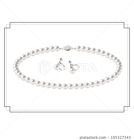 珍珠項鍊和耳環套裝 珍珠項鍊和耳環套裝 105327343