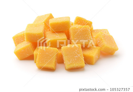 Heap of candied mango dices Heap of candied mango dices 105327357