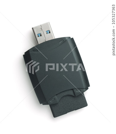 Top view of USB SD memory card reader 105327363