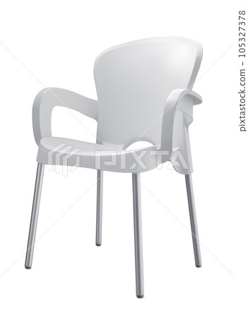 White plastic armchair with aluminium legs White plastic armchair with aluminium legs 105327378