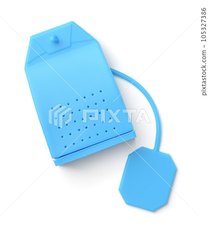 Top view of blue silicone tea Infuser bag 105327386
