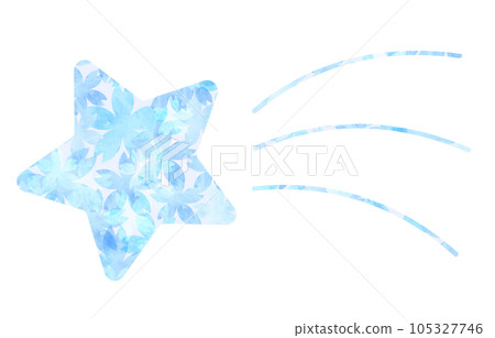 Illustration material shooting star watercolor blue 105327746