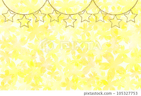 背景材料星星裝飾金水彩花黃色 105327753