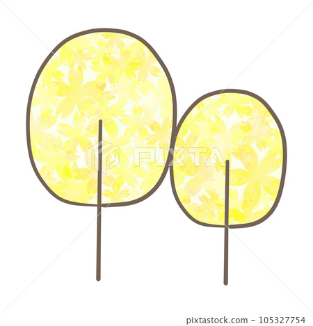 插畫素材樹手繪水彩黃色 105327754