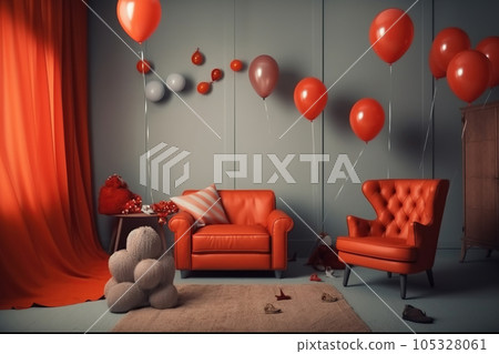 Birthday flat decorated color balloons and gifts Birthday flat decorated color balloons and gifts 105328061