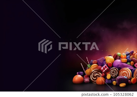 Halloween sweet colorful candies dark background 105328062