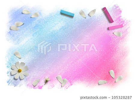 索拉和桃色漸變背景和落下的白色波斯菊花瓣 105328287