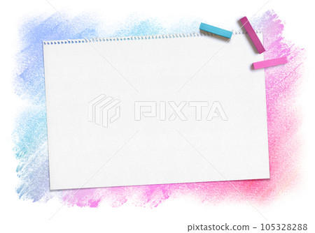 粉色和藍色粉彩和素描本 105328288