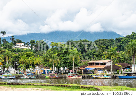 Colourful boats moored along the waterfront of Ponte do Pontal at Paraty, Brazil Colourful boats moored along the waterfront of Ponte do Pontal at Paraty, Brazil 105328663