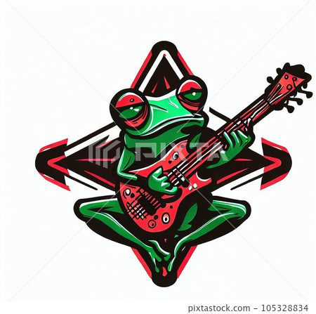 彈電吉他的青蛙插畫（一） 105328834