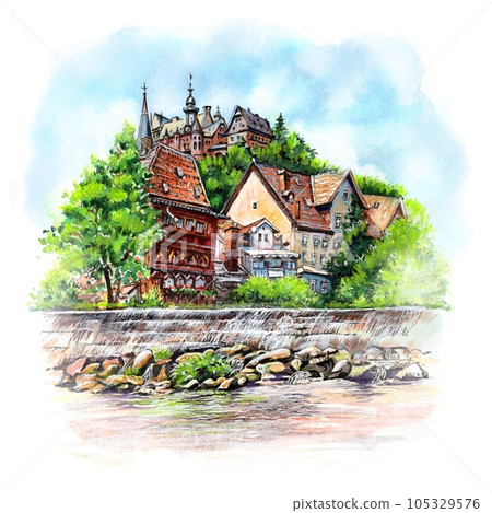 Marburg and Lahn river, Germany Marburg and Lahn river, Germany 105329576