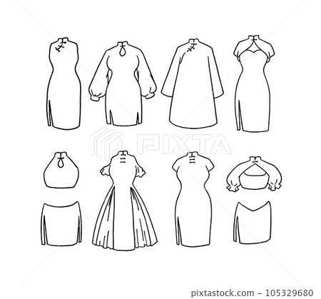 白色中式禮服插圖集 白色中式禮服插圖集 105329680