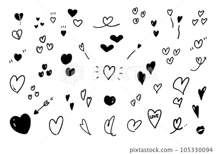 Heart illustration set line drawing 105330094