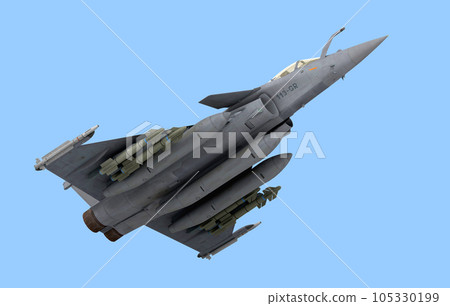 attack fighter from borttom view 3d render on blue attack fighter from borttom view 3d render on blue 105330199