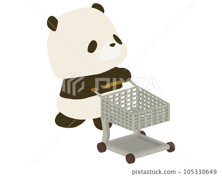 panda pushing a cart panda pushing a cart 105330649