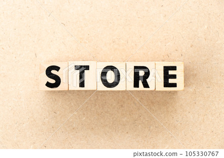 Alphabet letter block in word store on wood background 105330767