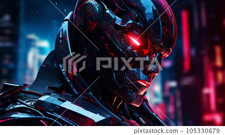 Brutal Cyborg Character in Cyberpunk Style 105330879