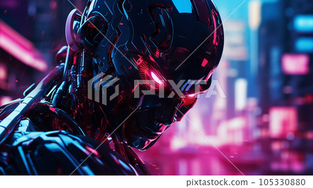 Brutal Cyborg Character in Cyberpunk Style 105330880