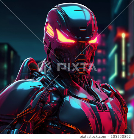 Brutal Cyborg Character in Cyberpunk Style Brutal Cyborg Character in Cyberpunk Style 105330892