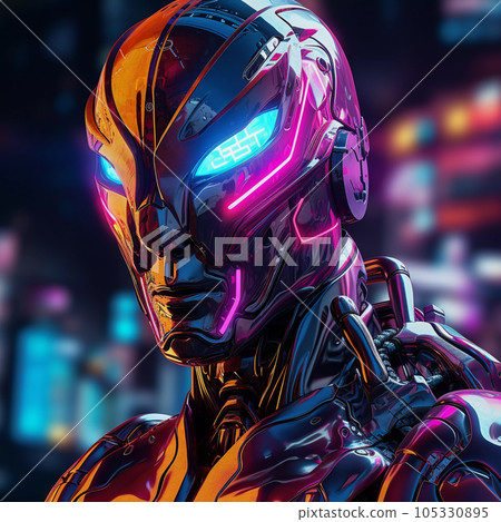 Brutal Cyborg Character in Cyberpunk Style Brutal Cyborg Character in Cyberpunk Style 105330895