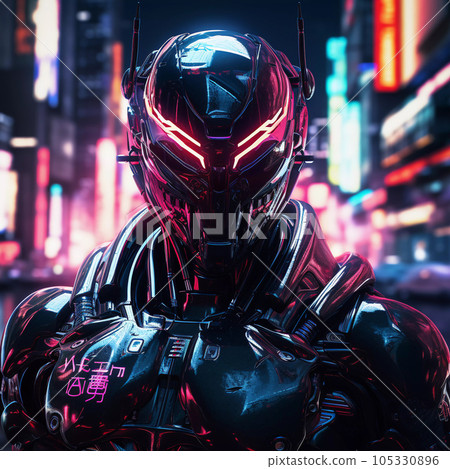 Brutal Cyborg Character in Cyberpunk Style Brutal Cyborg Character in Cyberpunk Style 105330896