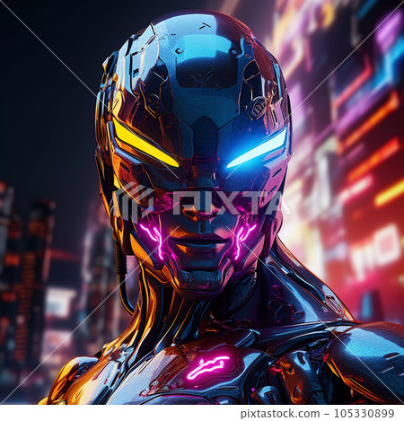Brutal Cyborg Character in Cyberpunk Style Brutal Cyborg Character in Cyberpunk Style 105330899