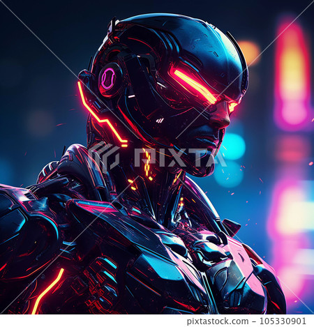 Brutal Cyborg Character in Cyberpunk Style Brutal Cyborg Character in Cyberpunk Style 105330901