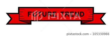 Ribbon label banner with word future trend in red color on white background 105330966