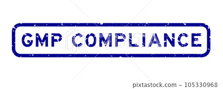 Grunge blue GMP (Good manufacturing practice) compliance word square rubber seal stamp on white background 105330968