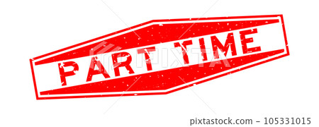 Grunge red part time word hexagon rubber seal stamp on white background 105331015