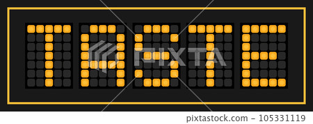 Orange color led banner in word taste on black background 105331119