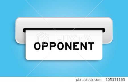 White coupon banner with word opponent from machine on blue color background 105331163