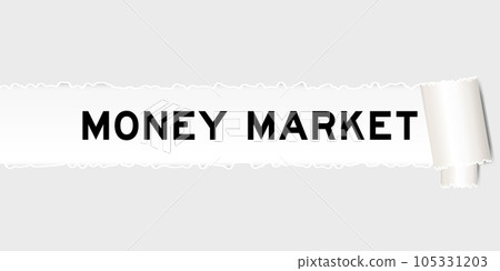 Ripped gray paper background that have word money market under torn part 105331203