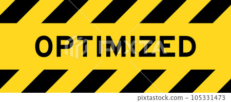 Yellow and black color with line striped label banner with word optimized 105331473