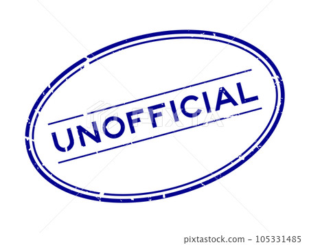 Grunge blue unofficial word oval rubber seal stamp on white background 105331485