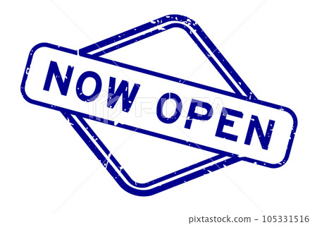 Grunge blue now open word rubber seal stamp on white background Grunge blue now open word rubber seal stamp on white background 105331516