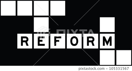 Alphabet letter in word reform on crossword puzzle background Alphabet letter in word reform on crossword puzzle background 105331567