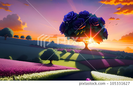 Creating a beautiful fantasy landscape with the help of artificial intelligence. Creating a beautiful fantasy landscape with the help of artificial intelligence. 105331627