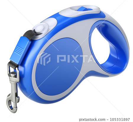 Retractable dog leash with carabiner isolated on white background - 3D illustration 105331897